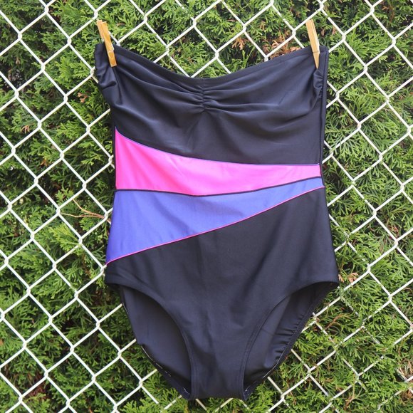 🌏 Vintage 80s one piece bathing suit - Size 16 - Picture 1 of 6
